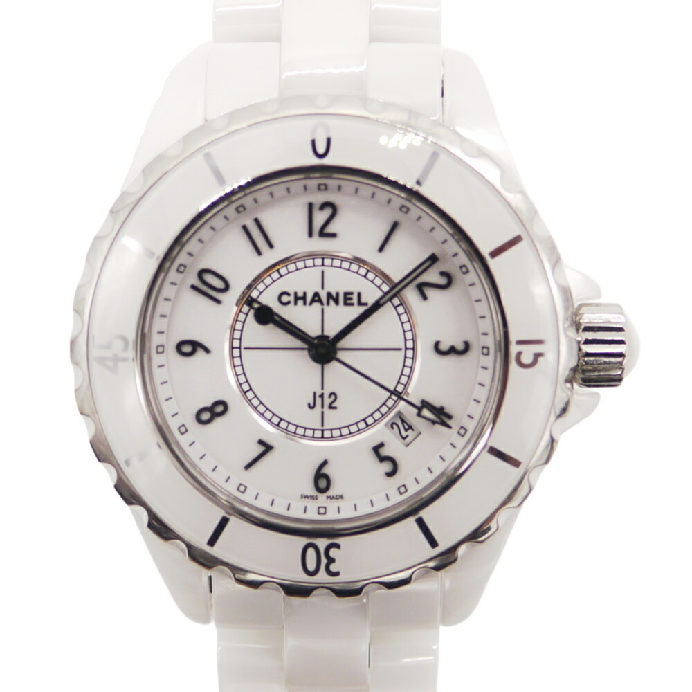 CHANEL J12 White Ceramic Quartz Watch with Dial H0968